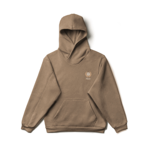 Hoodie oversize mocca estampado en alto relieve en burda pesada 380gr